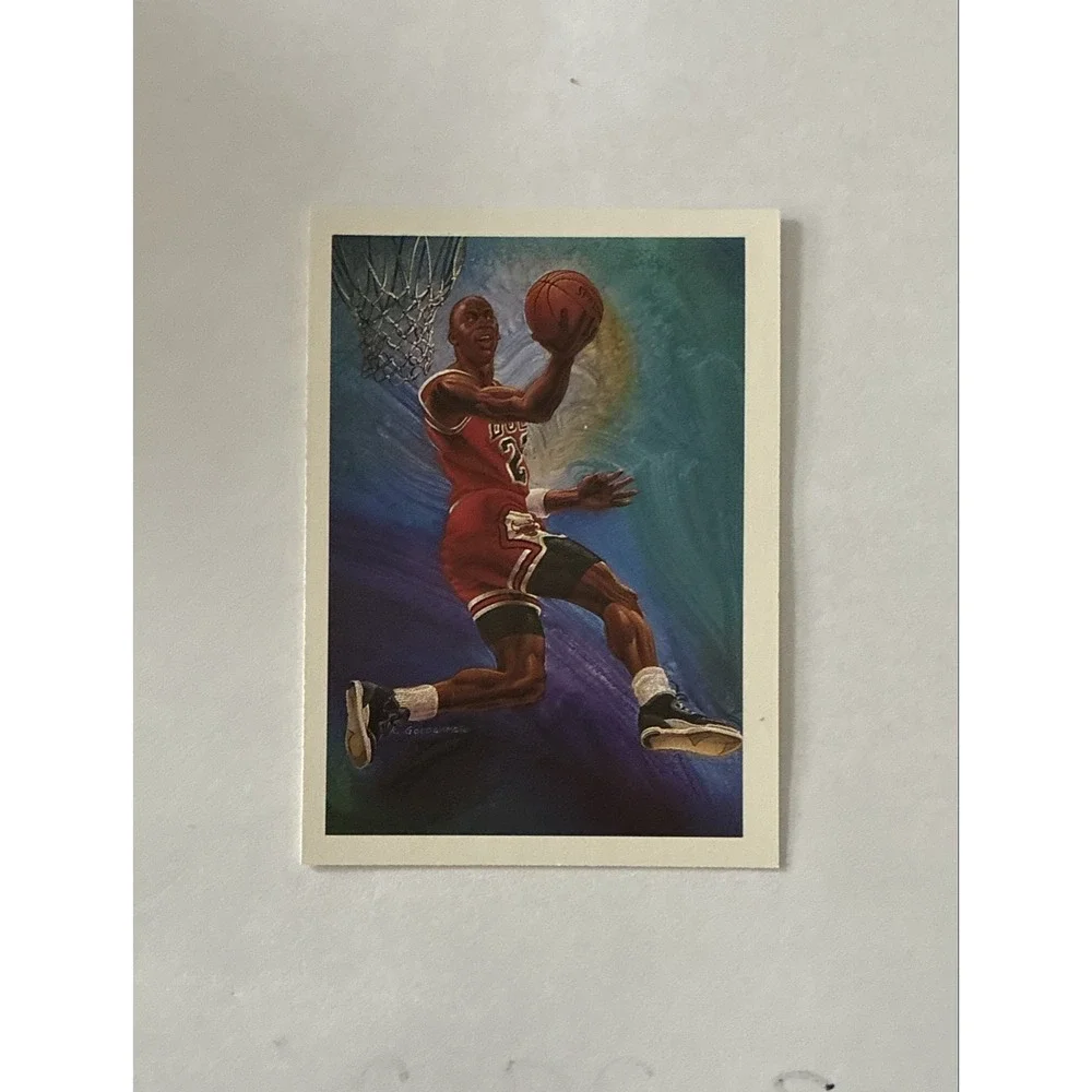 1990-91 NBA Hoops - Art Card Team Checklist Michael Jordan #358
